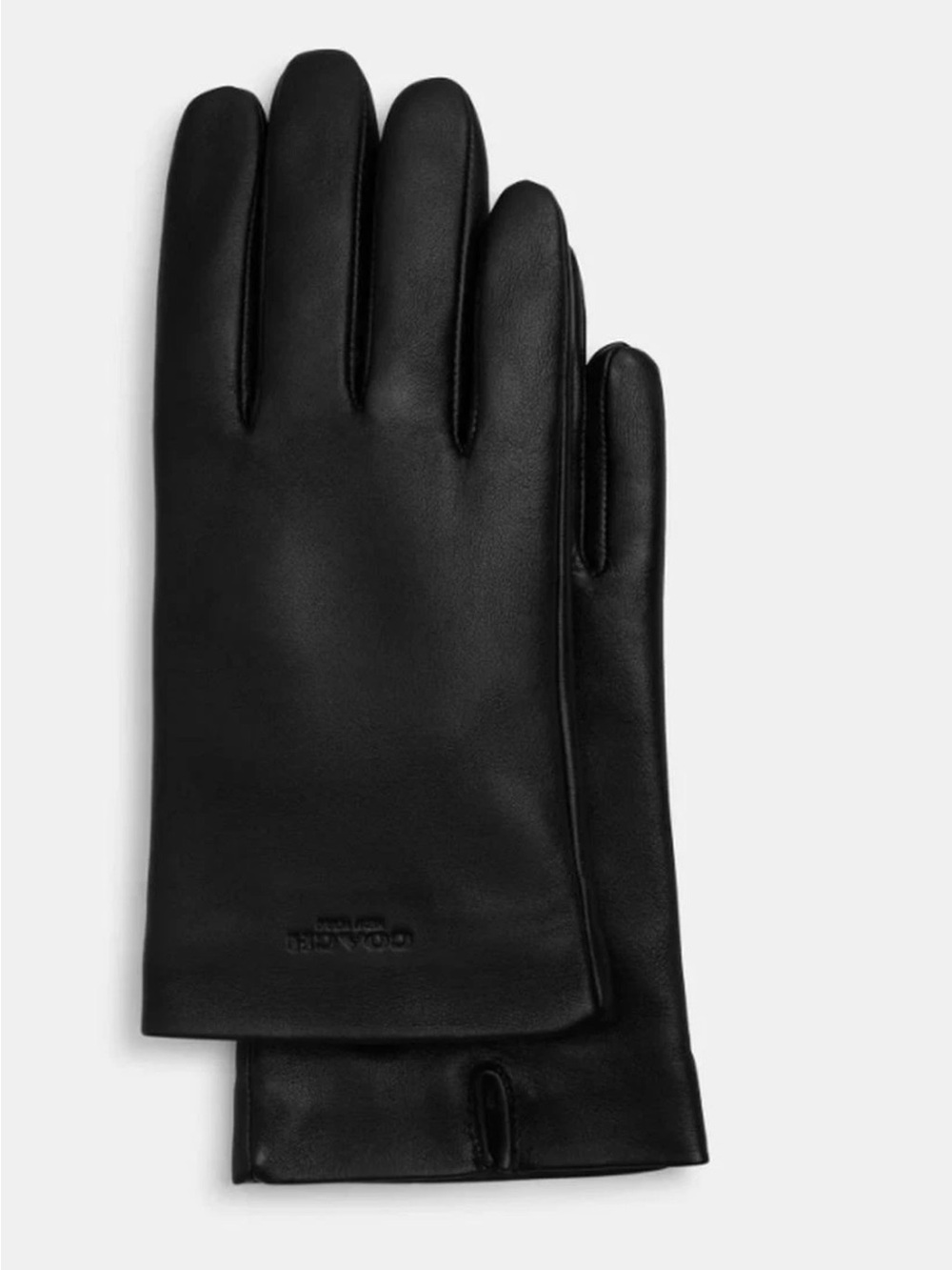 Coach Leather Tech Gloves Black Size Medium Women's Touchscreen Compatible Wrist